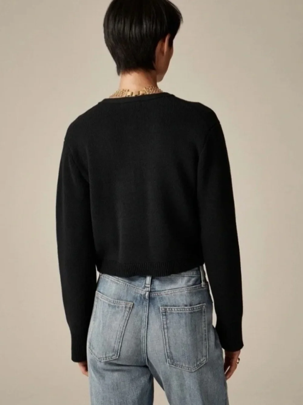 J. Crew Emilie Sweater Lady Black Cardigan with Gold Buttons